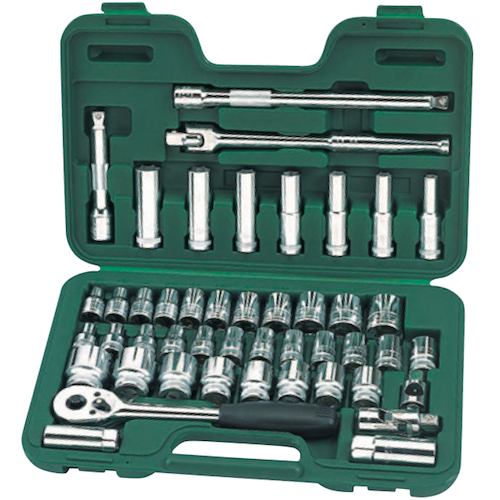 SATA 09006 Socket Set 46pc, 1/2", 8kg, Metric & S.A.E